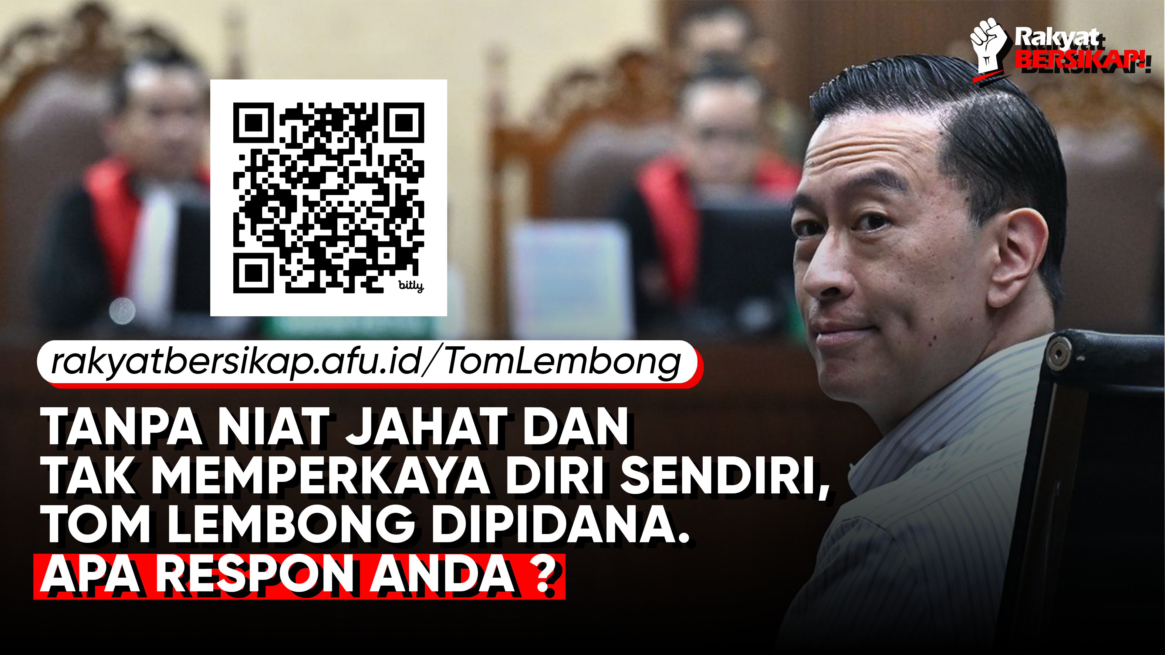 Tanpa Niat Jahat dan Tak Memperkaya Diri Sendiri, Tom Lembong Dipidana. Apa respon anda?